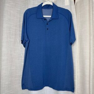 Lululemon Metal Vent Tech Polo Blue Short Sleeve Athletic Performance Men's XL